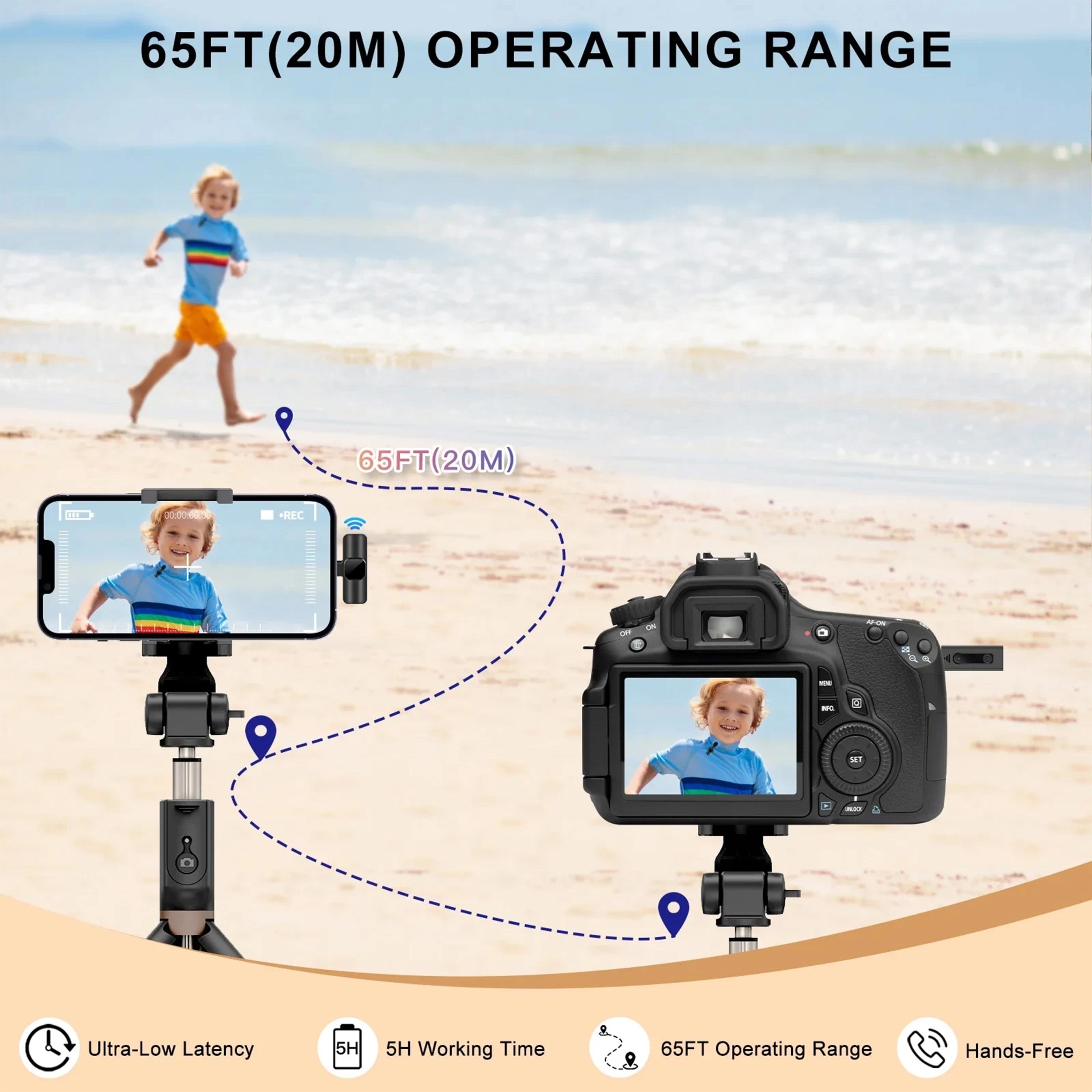 Compact wireless lavalier microphone, portable mini mic for high-quality audio and video recording
